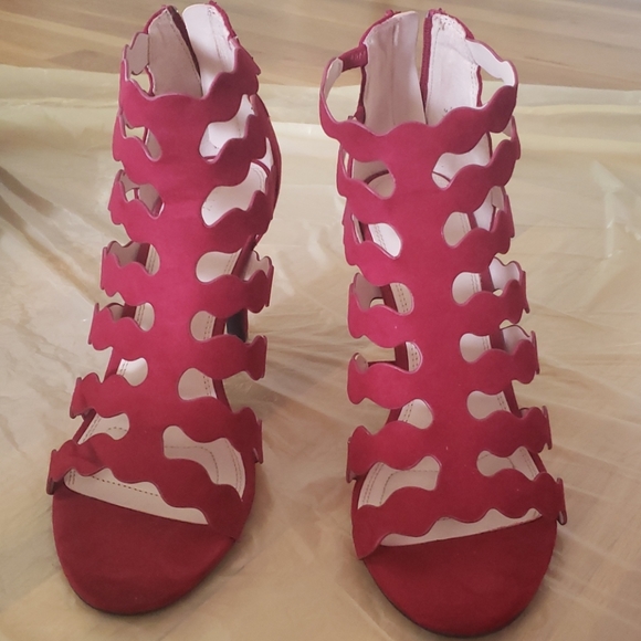 Kelly & Katie Shoes - Kelly & Katie Red Suede Heels